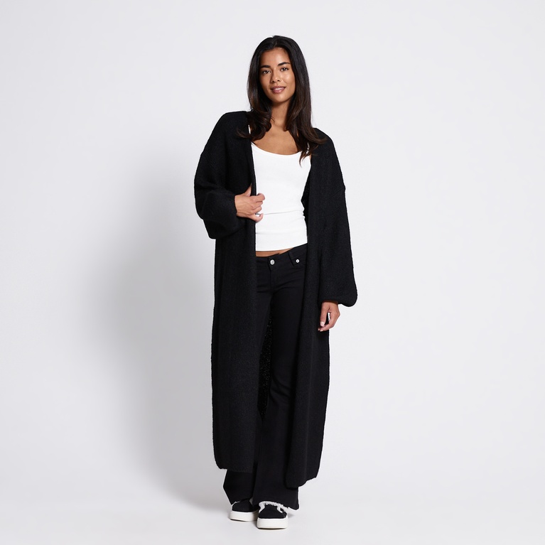 Long open knit cardigan "Alana" Black